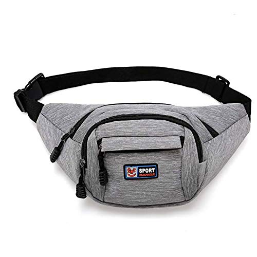 Energetic Lucky - Riñonera Impermeable para Mujer y Hombre, 3 Bolsillos con Cremallera para Caminar, Vacaciones, Senderismo, Ciclismo, Correr, Deportes al Aire Libre, Gris