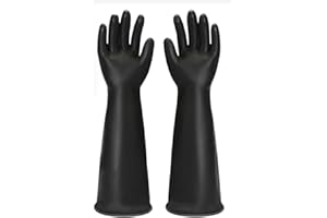 QILERONGRONG Chemical Resistant Gloves, Reusable Heavy Duty Rubber Gloves,Industrial Protective Safety Work Rubber Gloves Resist Strong Acid, Alkali and Oil (Orange, 45CM)