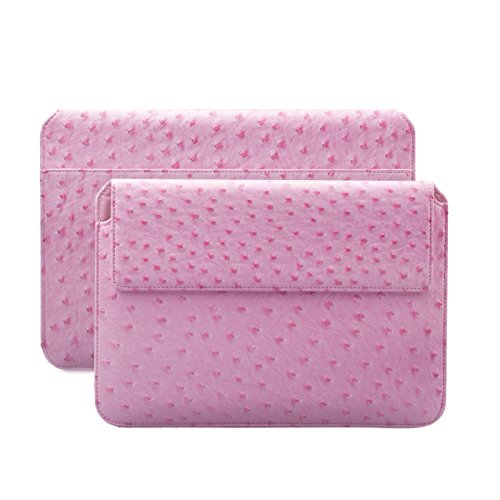 MacBook Pro & Air 13“ Tasche | passend für 11.6 bis 14.0 Zoll Laptops | Ostrich Optik rosé | iCues Piquante Etui | weitere Leder-Imitat - und Farbvarianten verfügbar | universelle Schutz-Hülle mit Geschenk-Box