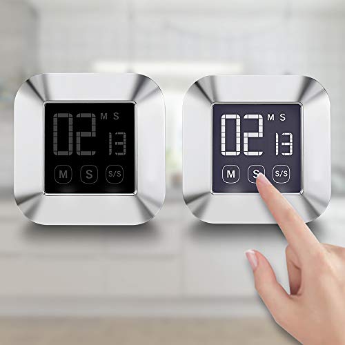 E-More Küchenuhr Timer, Touchscreen Digitaler Küchentimer, Kurzzeitmesser Küche Magnetischer Elektronischer Zeitschaltuhr und Stoppuhr Schallendem Alarm mit LCD Display - 5