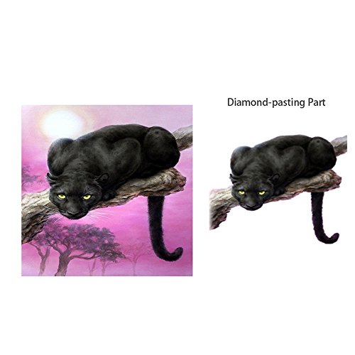 Preisvergleich Produktbild 5D Diamond Painting DIY Handgemachte Runde Diamanten Stickerei Gemälde Strass Kreuzstich Stickerei Set Animal Black Cat