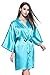 Produktbild Damen Morgenmantel Langarm V Mädchen Bequem Ausschnitt Weiches Pyjama Nachthemd Bademantel Rosa Hot Pink Ia One Size (Color : Türkis, Size : One Size)