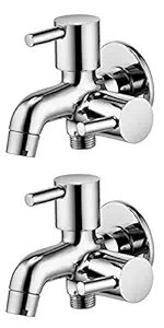 Drizzle Flora 2 in 1 Bib Cock Brass, Bathroom Tap, Quarter Turn, Foam Flow (Pack of 2 Pieces)