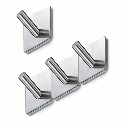 BasicForm selbstklebender Haken, belastbar, Edelstahl, starker Halt, 3M, hinterlässt keine Schäden - 4