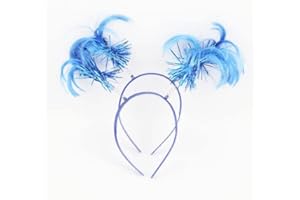 Fgnuay 2 Pack Blue Ponytail Headband Feathers Head Bopper Party Accessory headband adult for Costume Party School Festivals