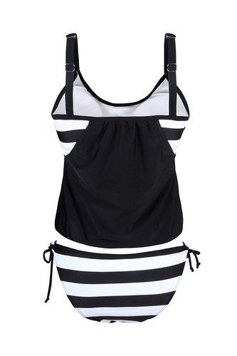 Ninimour Damen Tankini Bikini Set Streifen zweiteilig Badeanzug Swimsuit - 5