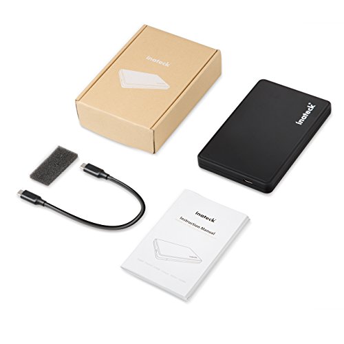 Inateck USB-C 3.1 2,5-Zoll externes HDD Hard Drive Disk festplatten Gehäuse Hülle mit USB-C Schnittstelle Optimiert für SSD/HDD, Unterstützt SATA III/II/I Werkzeugloses Design – Schwarz - 7