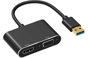 NOMOY Adattatore da USB 3.0 a HDMI VGA, convertitore adattatore da USB a VGA HDMI Supporta uscita di sincronizzazione HDMI VGA 1080p compatibile con display monitor Windows 7/8/8.1/10