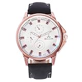 AchidistviQ Herren Armbanduhr, mit großem rundem Zifferblatt, analog, Keine Zahlen, Quarzuhrwerk, Geschenk, Weiß/Schwarz