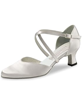 Werner Kern - Damen Tanzschuhe / Brautschuhe Patty 5,5 - Satin Weiß - 5,5 cm - Ledersohle für die Straße