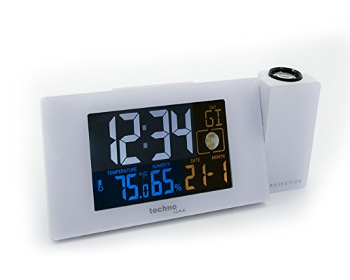Technoline WT 537 Projektionswecker WT537 Funkwecker mit Projektion, sowie Temperatur – und Luftfeuchteanzeige, weiß, 16.5 x 5.6 x 7.5 cm - 4