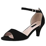  SCARPE VITA Damen Sandaletten Riemchensandaletten Klassische Party Schuhe Stiletto Schicke Wildleder-Optik Absatzschuhe 180508 Black 39