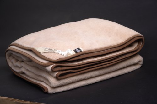 Luxus Pure Merino Wolle Camel Beige Sofa Bett King Decke Überwurf 200 x 200 cm NEU - 2