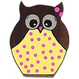 pinkeSterne ☆ Mädchen Kinderschild Gelb Holz Holzeule Eule Sterne Holzschild Deko