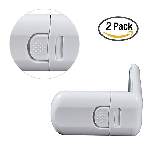 Child Safety Locks Proofing Tool for Locking Cabinet, Drawer, and Cupboard - 2 Pack (White)