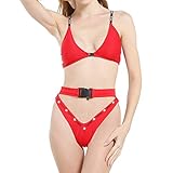 Moserian Damen Swimwear Bikini Cut Flower Zweiteiliger Badeanzug Letter Beach Badeanzug