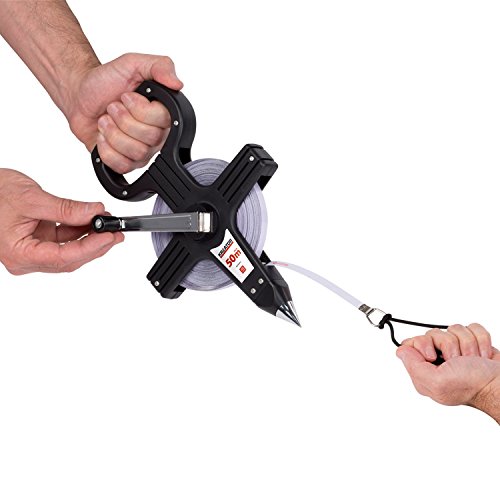 KRT702050 Maßband 50 Meter Rollmaß Rollmeter Bandmaß Stahlband mit Messspitze und ergonomischen Handgriff ausklappbare Metallkurbel - 7