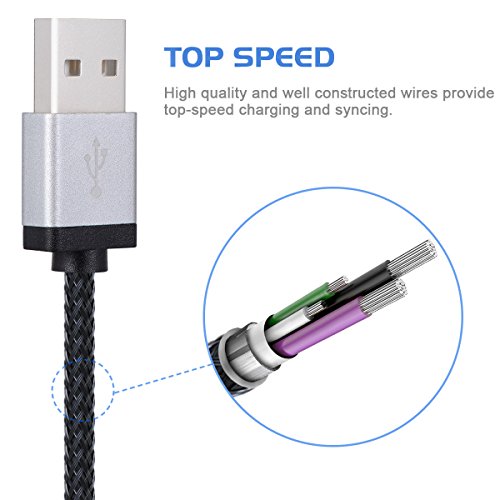 Iphone Ladekabel Lightning Kabel Iphone-6-Ladekabel – EASHION 3* 2m Iphone Ladekabel iphone Datenkabel Lightning Kabel aus Nylon USB Ladekabel Datenkabel kompatibel mit Apple iPhone 7 Plus/7/6 Plus/6 /5/5S/6s iPad 4 iPad Mini/Air iPod 5 und iPod7(Schwarz) - 2