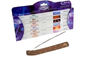 STAMFORD INC. Moods Incense Sticks 6 Pack Gift Set by Stamford PLUS Wooden Incense Holder