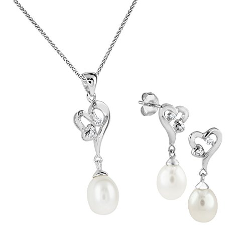 Bella Donna Damen- Set 925 Silber Ohrstecker + Anhnger/Kette 3 SW-ZP Tropf. 7,5-9 mm wei Zirkonia wei Bella Donna Damen- Set 925 Silber Ohrstecker + Anhnger/Kette 3 SW-ZP Tropf. 7,5-9 mm wei Zirkonia wei
