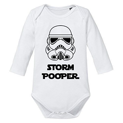 shirtworld - Storm Pooper - Baby Body Manga Larga blanco Weiß Talla:02-03 Monate