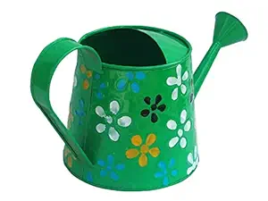 Royal baskets 2 litres Hand Painted Metal planters Round Watering Can - Rust Free Home Decor Gifting, Garden, Gardening, Tools (Pack of, 1,Color Green)