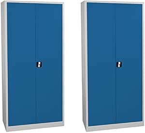 2x Flügeltürenschrank XXXL Kleiderschrank Stahl Lagerschrank