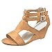 Produktbild Sandalen Damen Sommer mit Absatz,Keilabsatz Sandaletten Peep Toe Knöchel Schnalle Offene Strandschuhe Fisch-Mund Slipper Square Heel Hasp Sandalen mit Hohen