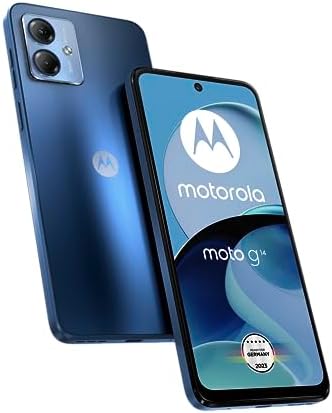 Motorola Moto g14 - Smartphone (display FHD+ da 6,5pollici, fotocamera frontale da 50 MP, 4/128 GB, 5000 mAh, Android 13), color blu cielo, con cover protettiva + adattatore per auto [esclusiva su