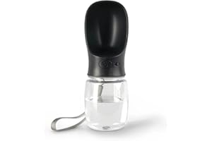 lionto Bouteille d’Eau pour Chiens et Chats, 350 ML, Gourde Portable Anti-Fuite en Plastique ABS Alimentaire avec Verrouillage, Passe au Lave-Vaisselle, idéale pour Les déplacements, Noire