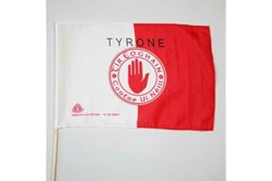 Tyrone GAA Official Flag 12"x18" With Stick - Crested Crest Irish Gaelic Football FlagSuperstore