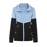 Yvelands Damen Sweatshirt Mantel Plus Größe Reißverschluss mit Kapuze lose Farbe passende Tasche Pullover