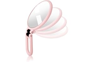Stianiiie 1X 15X Miroir de Poche avec poignée pour Le Voyage, Miroir grossissant, poignée réglable en Rotation, Pliage Double Face, Miroir pour Femme, Maquillage Table de Voyage Bureau Rasage