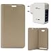DMG Premium PU Leather Flip Cover Case for Asus Zenfone Max ZC550KL (Gold) + 4 Port USB Wall Charger Portable Travel Adapter RS.798.00