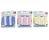 5 YELLOW PACK BABY WASH CLOTHS FLANNELS NEWBORN GIRL BOY SOFT ON SKIN