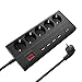 Produktbild JZBRAIN [Quick Charge 3.0] Schwarz Steckdosenleiste 5-fach mit 5 USB-Anschlüssen für Smartphones Tablets und USB-ladende Geräte,EU Stecker, EU Steckdosen Überspannungsschutz/Kinderschutz für Wandmontage geeignet 1.8M