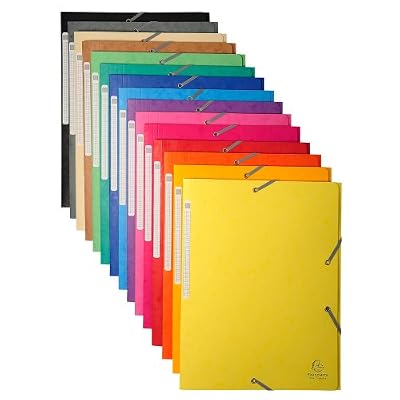 EXACOMPTA Lot de 10 Chemises à élastiques Maxi capacity CL425g Nature Future A4 assortie aléatoire