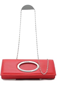Vain Secrets© Abendtasche Clutch mit Schulterriemen in Rot
