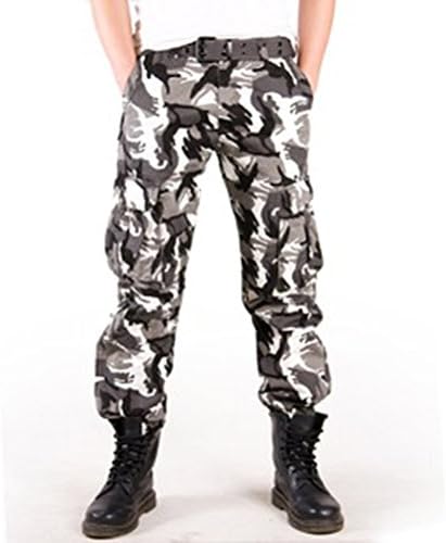 Men's Military Style Camouflage Camo Army Combat Outdoor Cargo Long Pants K16 Black &amp; White Camo 38