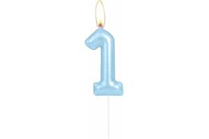 MCISKIN Sparkling Light Blue 1st Birthday Number Candle, Pearl Blue Number 1 Cake Candle, Birthday Cake Topper Cupcake Girl Boy, Wedding Anniversary Decoration