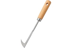 Vidsmow Desherbeur Manuel Grattoir à Fente en Bois avec Tête en Forme de L, Couteau Désherbeur Polyvalent avec Poignée en Bois, Outil Désherbage Idéal pour Fissures, Pavés et Jardin Extérieur