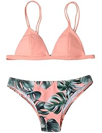 Venta caliente !Traje de baño, FeiXiang♈Nuevo bikini de traje de baño de dos piezas de las mujeres conjunto bikini bipartido imprimir push-up acolchado bañador traje de baño ropa de playa 2018 (S, Rosado)