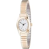 JOBO Damen Armbanduhr Quarz Analog Edelstahl vergoldet Flexband Damenuhr oval