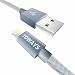 Produktbild Toways Lightning Kabel 1.2m iPhone Nylon USB Ladekabel Datenkabel für iPhone 7 / 7 Plus / 5 / iPhone 6 / iPhone SE / 6 / 6 Plus / 6s / 6s Plus / 5 / 5c / 5s, iPad Pro Air Air 2 mini2 mini3 4th Gen, iPod Nano 7th Gen, DJI Mavic Pro Drone - Grau [Apple MFi zertifiziert]