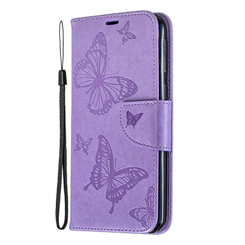 Preisvergleich Produktbild Tosim Samsung Galaxy M20 Hülle Leder, Klapphülle mit Kartenfach Brieftasche Lederhülle Stossfest Handy Hülle Klappbar für Samsung Galaxy M20 - TOBFE140119 Violett