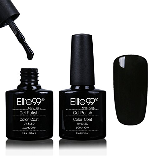 Elite99 Varnish Gel Nail Polish Soak Off UV LED Nail Art Manicure 7.3ml Pure Black (40518)