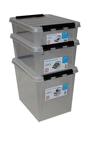 Orthex 3141516 3er Set Clipbox Smart Store Classic 14, 15 und 16 Aufbewahrungsbox Plastik, transparent