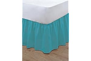 GoldStar® Poly Cotton Base Valance Frilled Plain Bed Sheets Bed Linen, Double, Teal