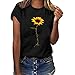 Produktbild Dasongff Damen Tee, Rundhals Kurzarm Basic T-Shirt Sonnenblume Drucken Tops Modisch Casual Sommertop Lose Kurzarmshirt in Versch Farben S-3XL