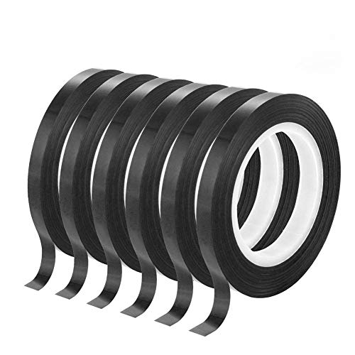 6 Pieces Graphic Chart Tape Art Grid Marking Tapes Self-Adhesive Grid Marking Tapes Whiteboard Gridding Tapes, Black (6 mm Width)